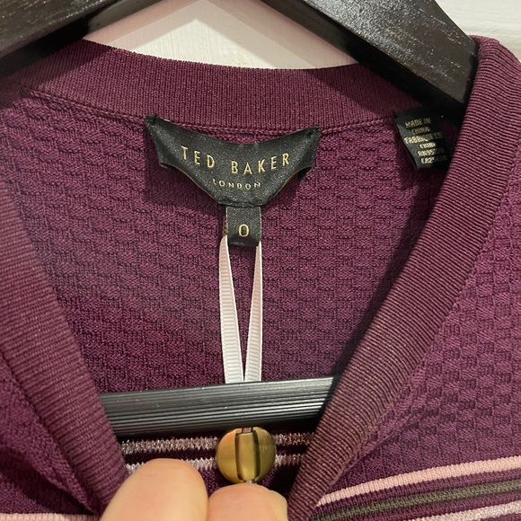 NWT TED BAKER LONDON Leytina Stripe Peplum Sweater In Plum Size 0 = US 0-2 - Picture 6 of 6